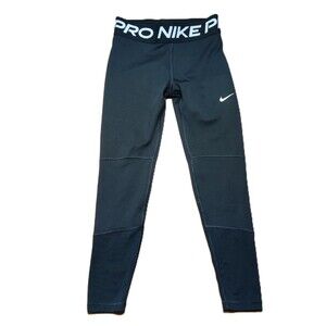 Nike Pro Youth Medium Black Compression Tights Logo Athletic